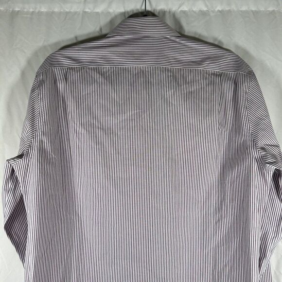 Esquire Dress Shirt Mens 15.5 34 35 White Red Striped Button Up Long Sleeve - Picture 8 of 9